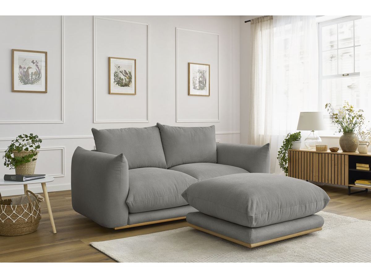 Canapé droit 2 places ERNEST avec pouf gris foncé — vue 5