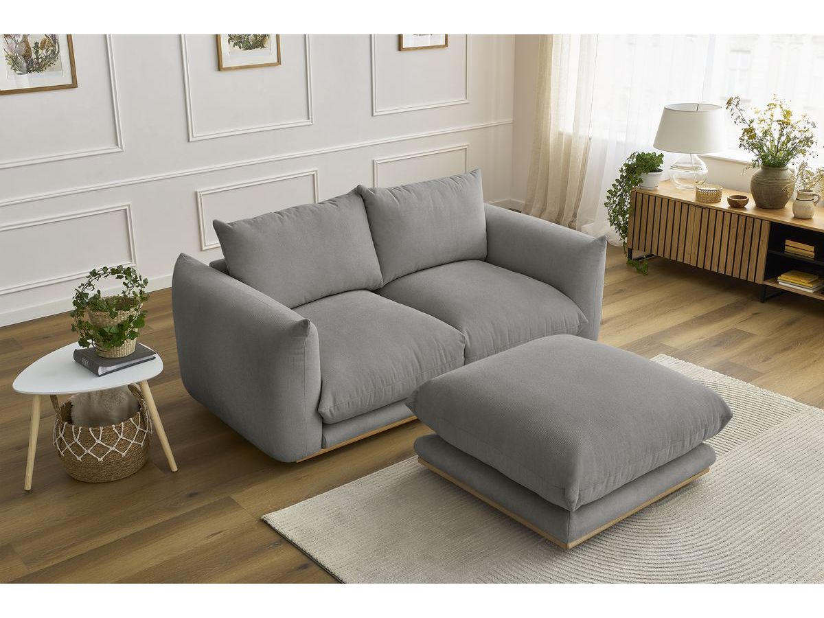 Canapé droit fixe 2 places ERNEST avec pouf