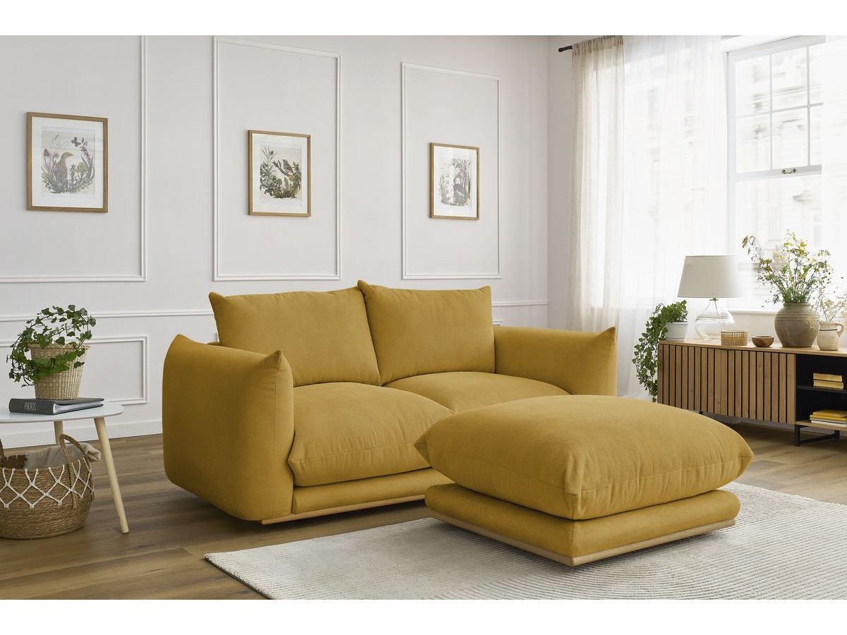 Canapé droit 2 places ERNEST avec pouf jaune — vue 5