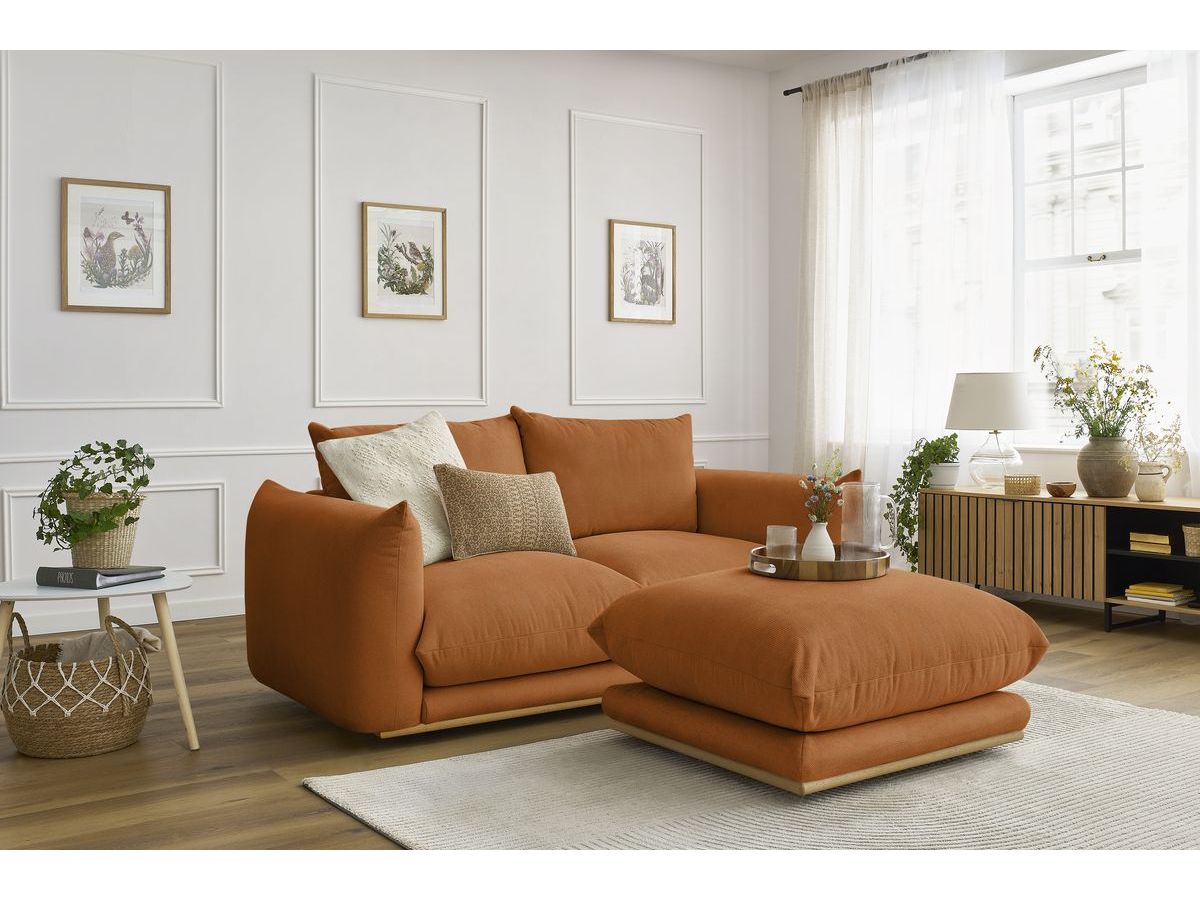 Canapé droit fixe 2 places ERNEST avec pouf