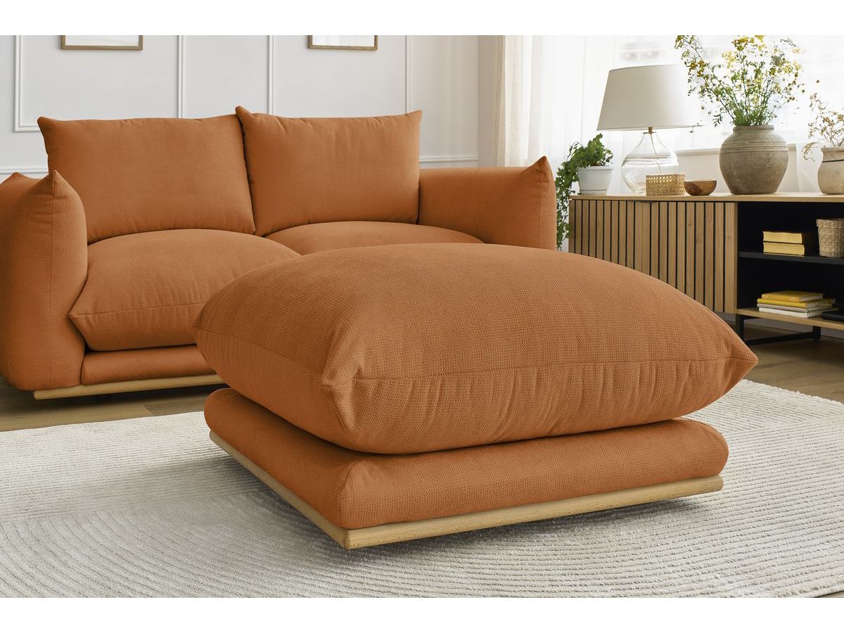Canapé droit fixe 2 places ERNEST avec pouf