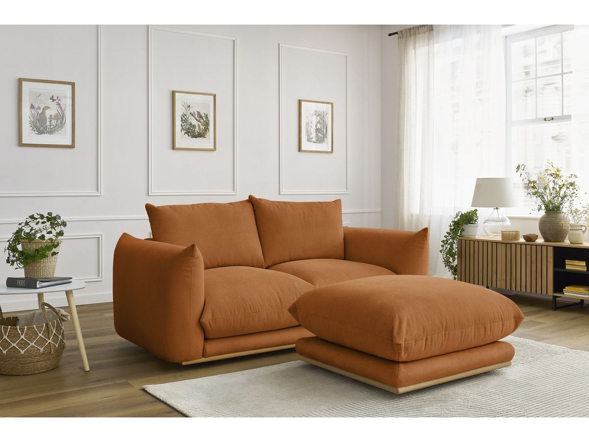 Canapé droit 2 places ERNEST avec pouf orange — vue 5