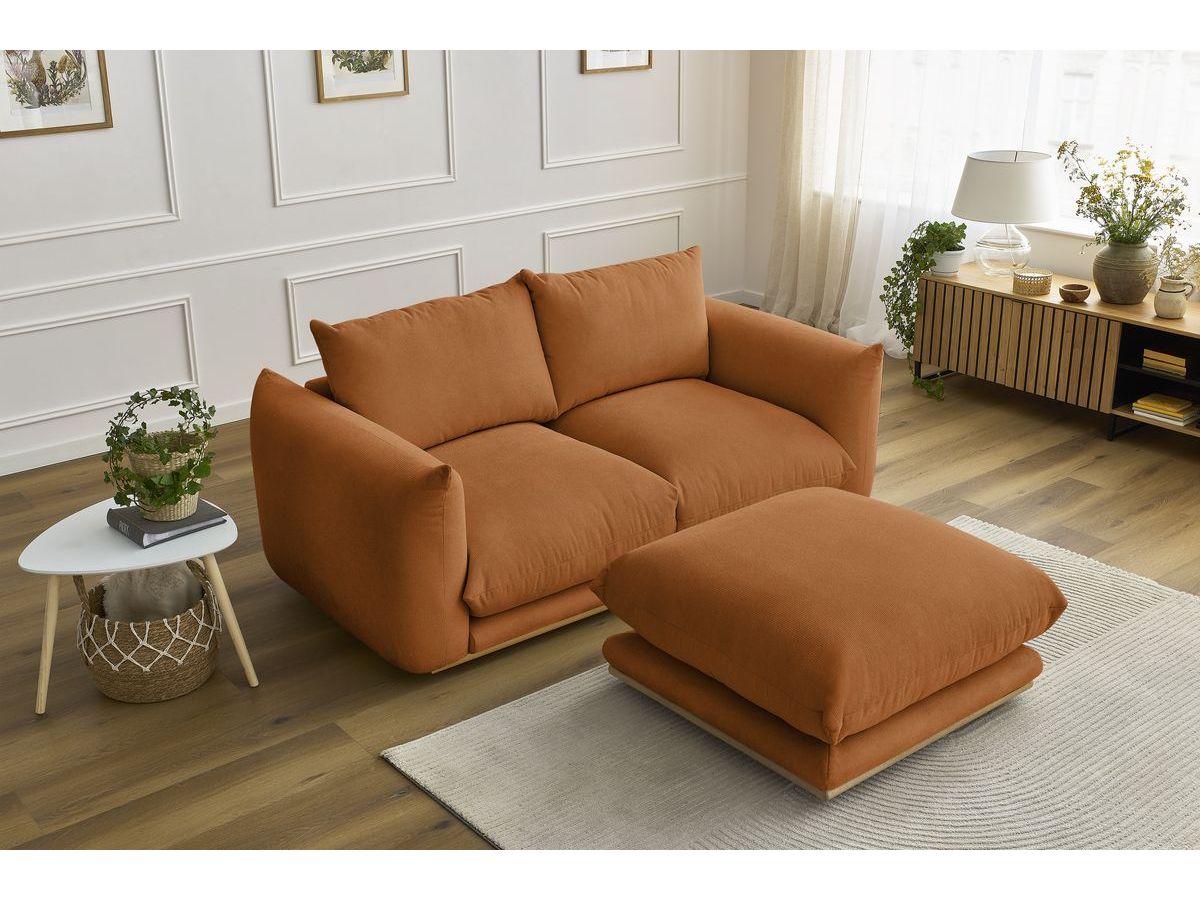 Canapé droit fixe 2 places ERNEST avec pouf