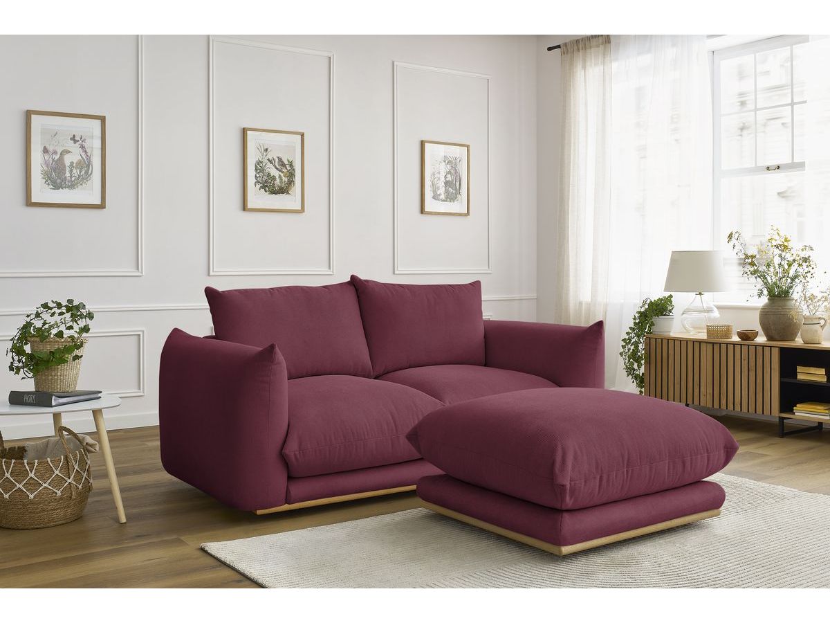 Canapé droit 2 places ERNEST avec pouf rouge — vue 5