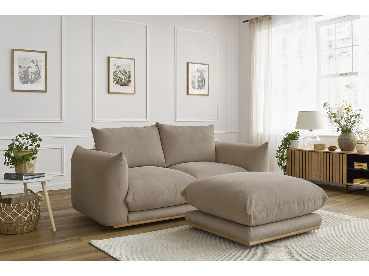 Canapé droit 2 places ERNEST avec pouf taupe — vue 5