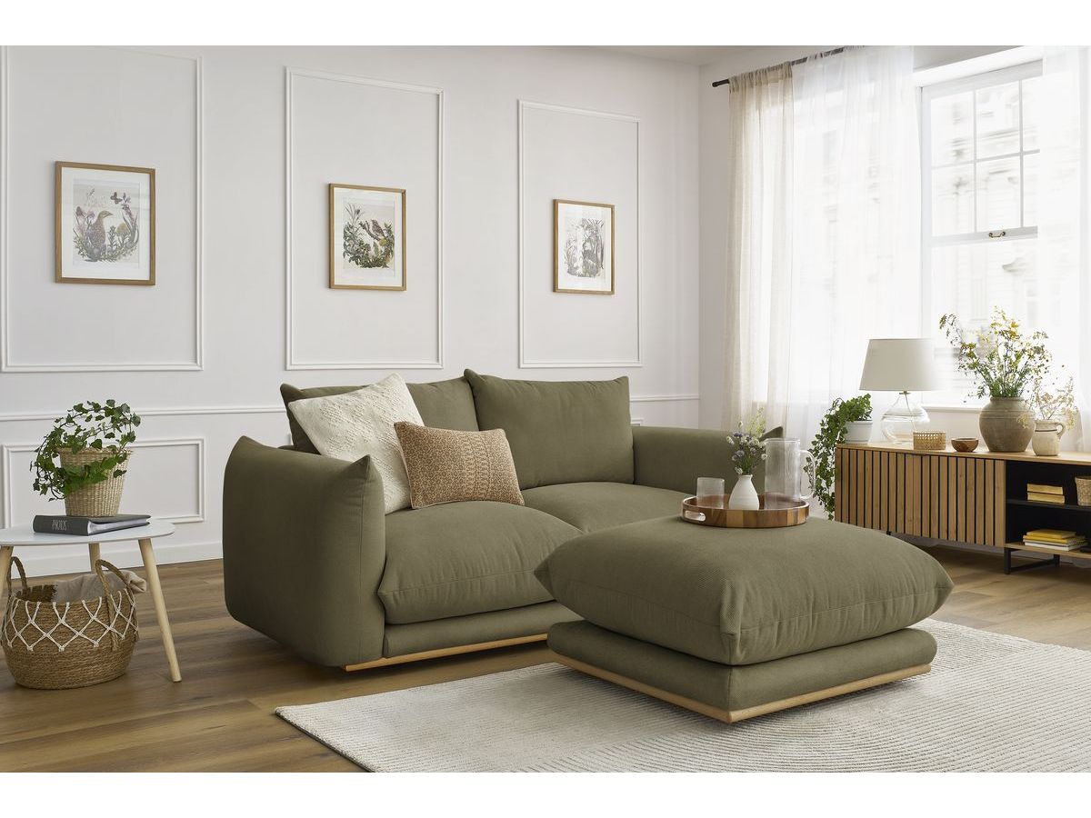 Canapé droit fixe 2 places ERNEST avec pouf