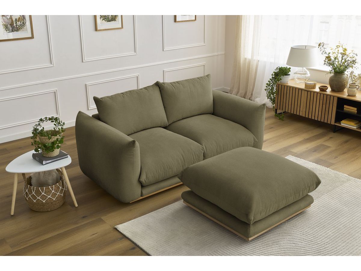 Canapé droit fixe 2 places ERNEST avec pouf