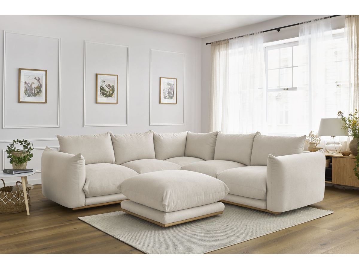 Canapé d'angle réversible ERNEST avec pouf beige — vue 5