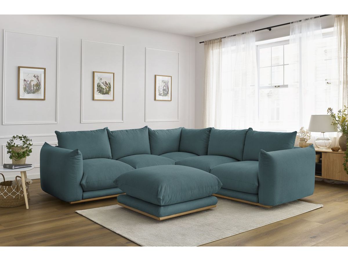 Canapé d'angle réversible ERNEST avec pouf bleu foncé  réversible BOBOCHIC 5 places - Vue supplémentaire 3