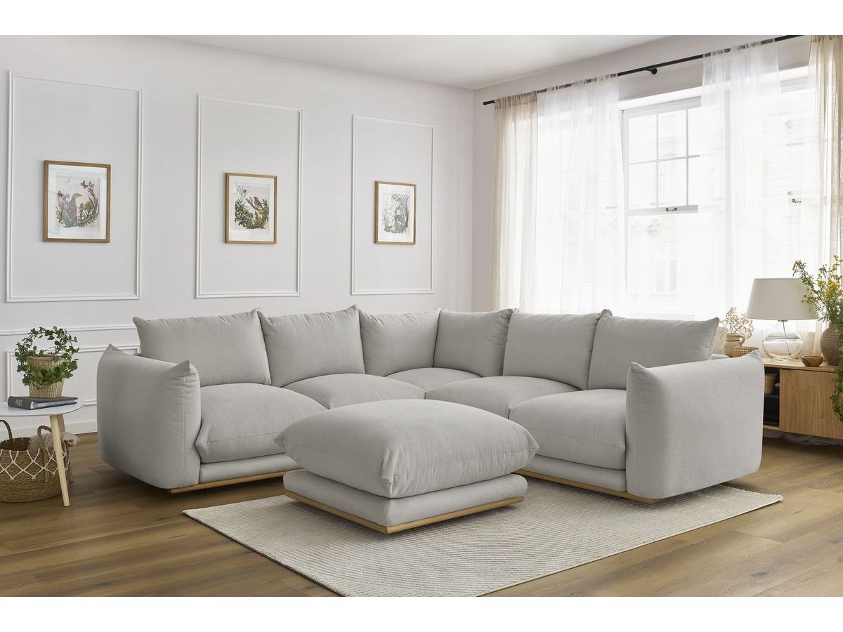 Canapé d'angle réversible ERNEST avec pouf gris clair — vue 5