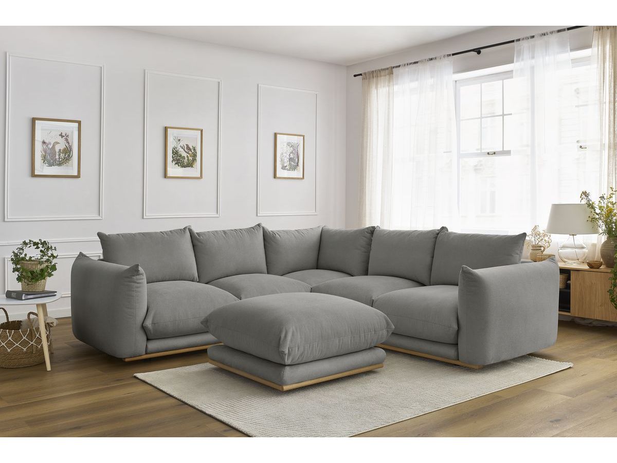 Canapé d'angle réversible ERNEST avec pouf gris foncé — vue 5