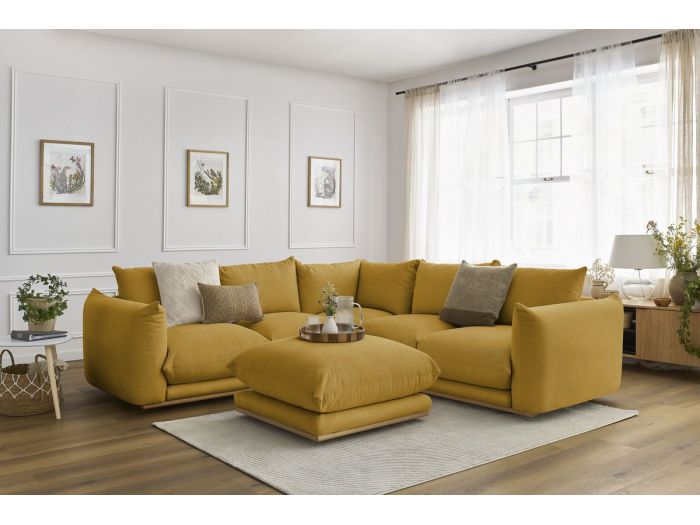 Canapé d'angle réversible ultra moelleux ERNEST avec pouf