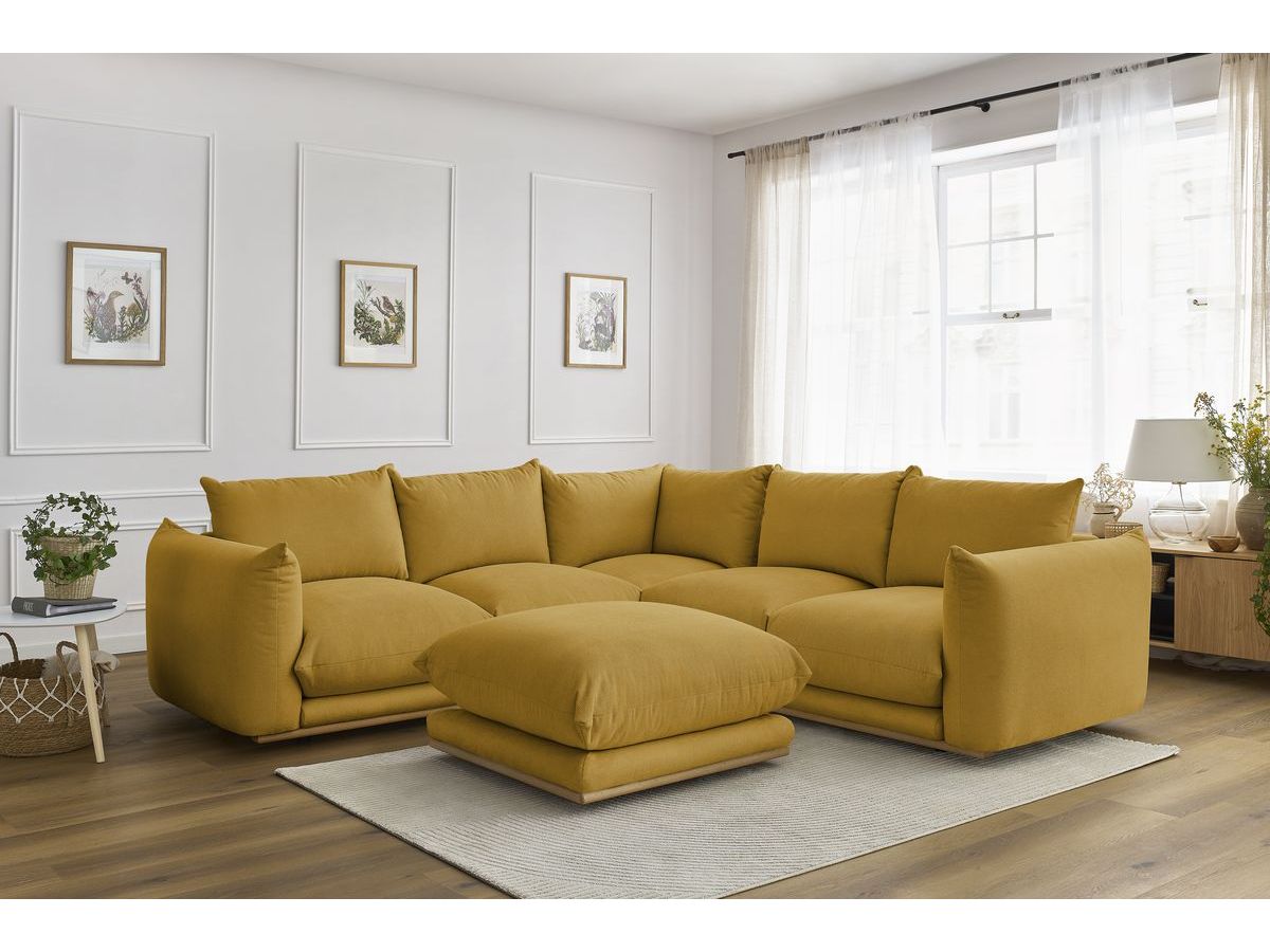 Canapé d'angle réversible ERNEST avec pouf jaune — vue 5