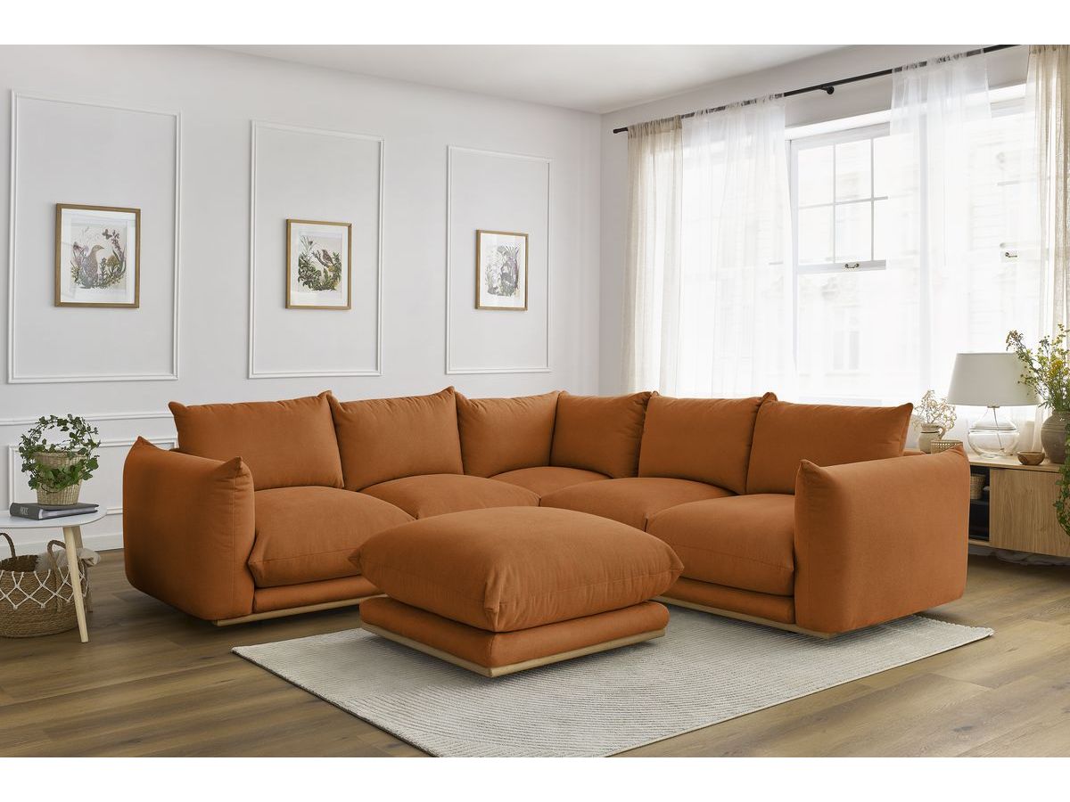 Canapé d'angle réversible ERNEST avec pouf orange — vue 5
