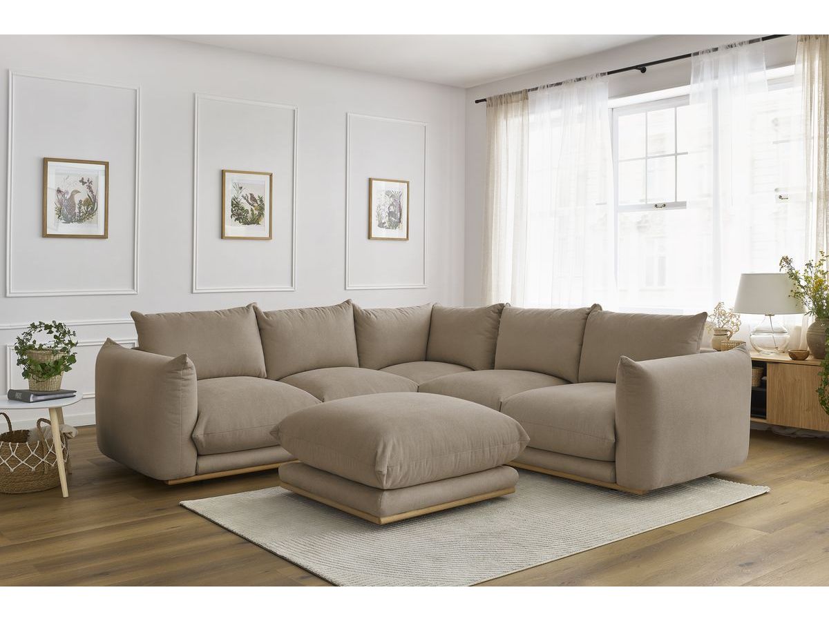 Canapé d'angle réversible ERNEST avec pouf taupe — vue 5