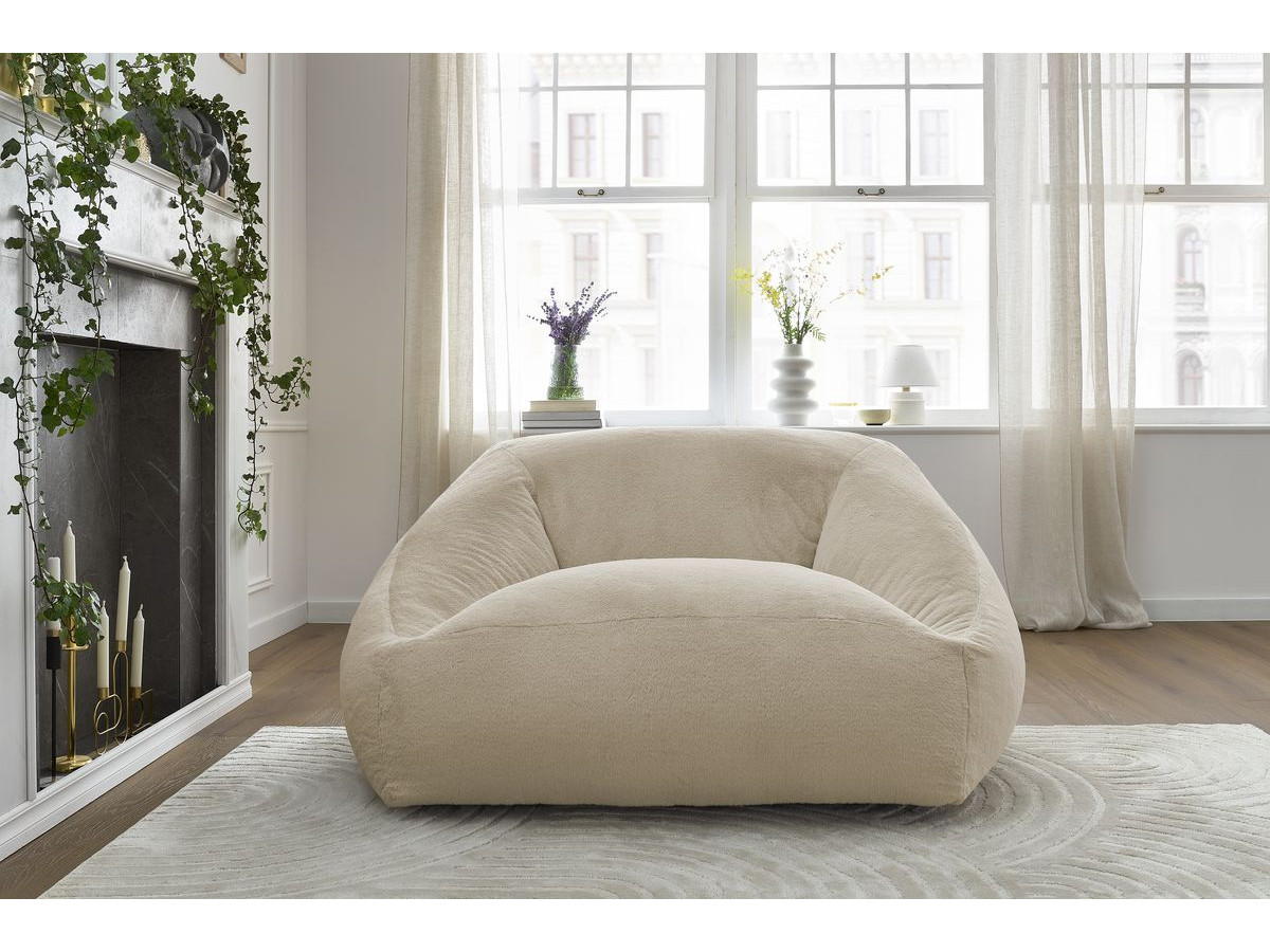 Pouf ultra moelleux LILIBET imitation fourrure beige — vue 5