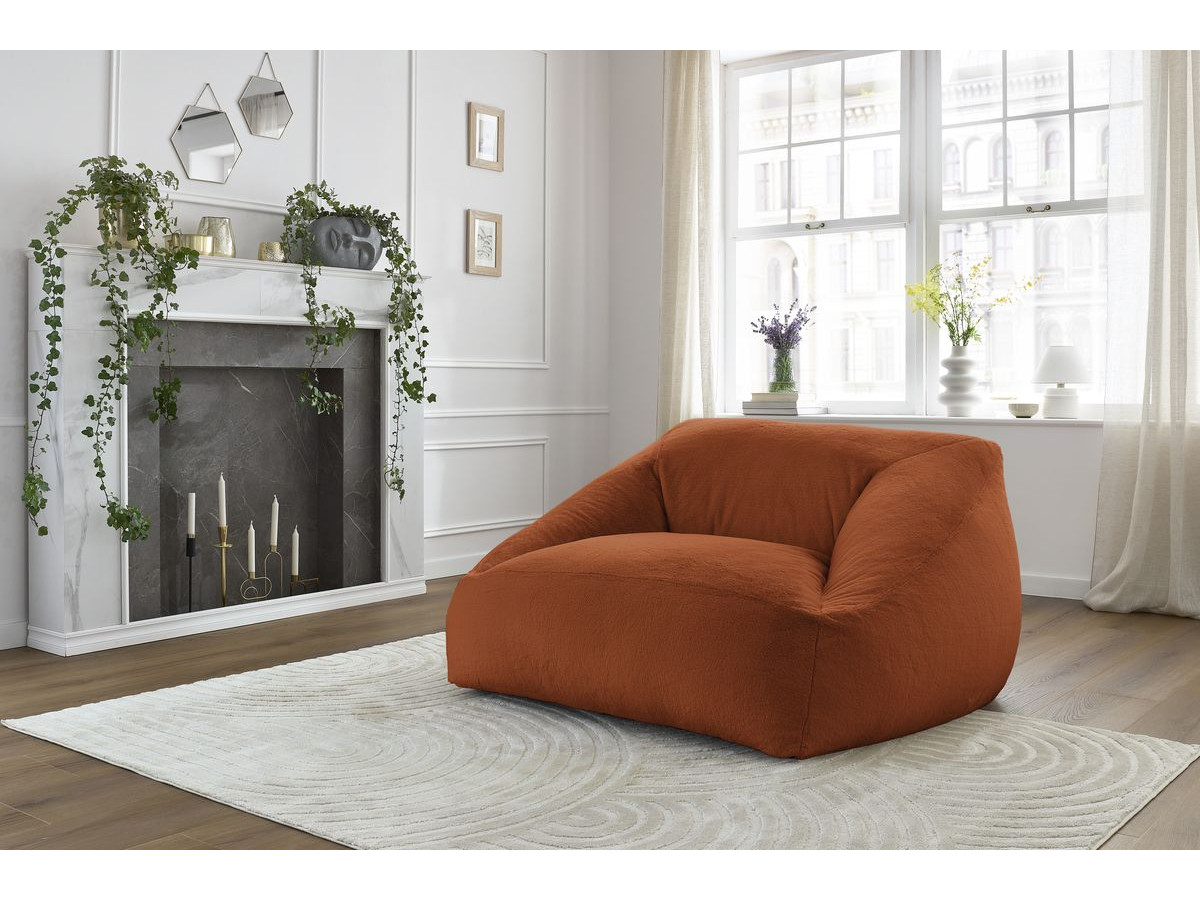 Pouf ultra moelleux LILIBET imitation fourrure orange — vue 5