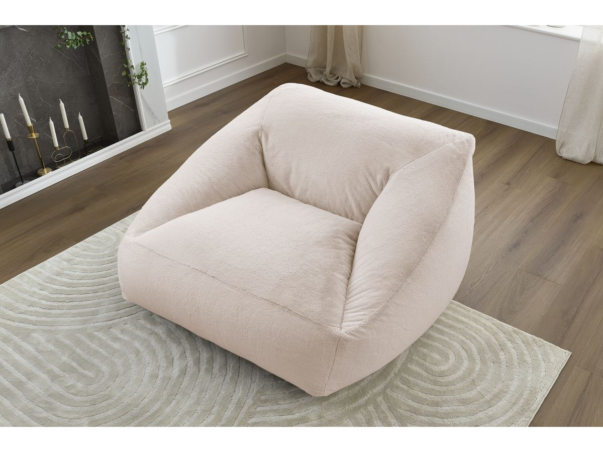 Pouf ultra moelleux LILIBET tissu imitation fourrure