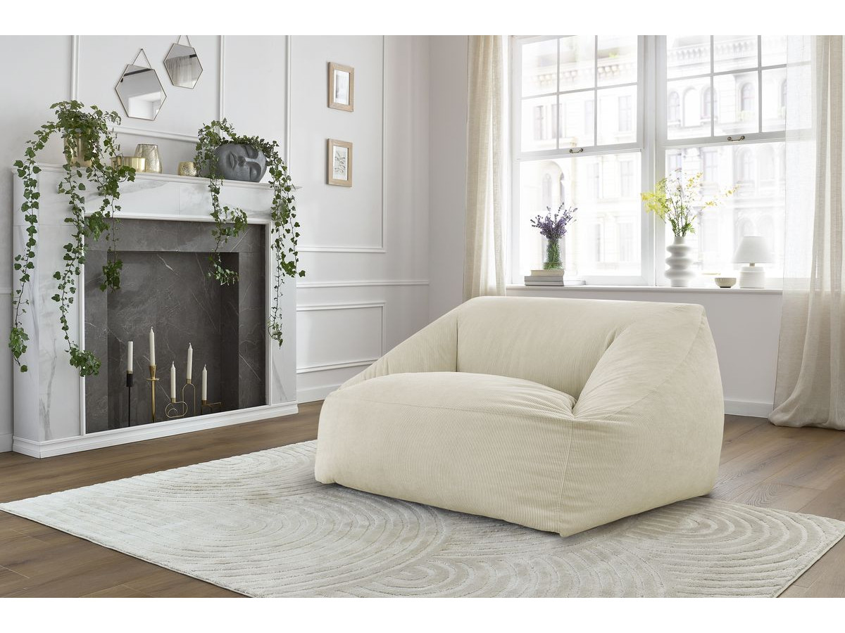 Pouf ultra moelleux LILIBET velours côtelé beige — vue 4