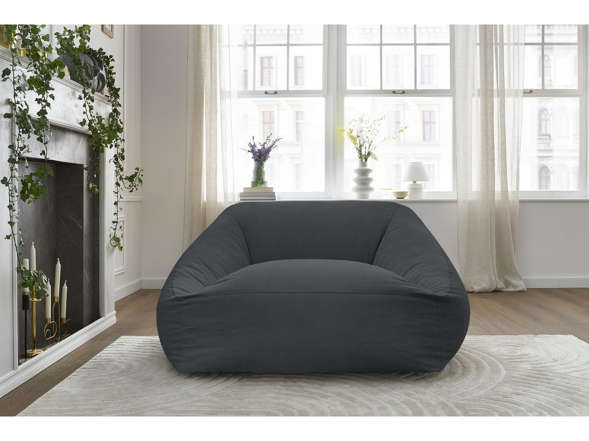 Pouf ultra moelleux LILIBET velours côtelé gris foncé — vue 5