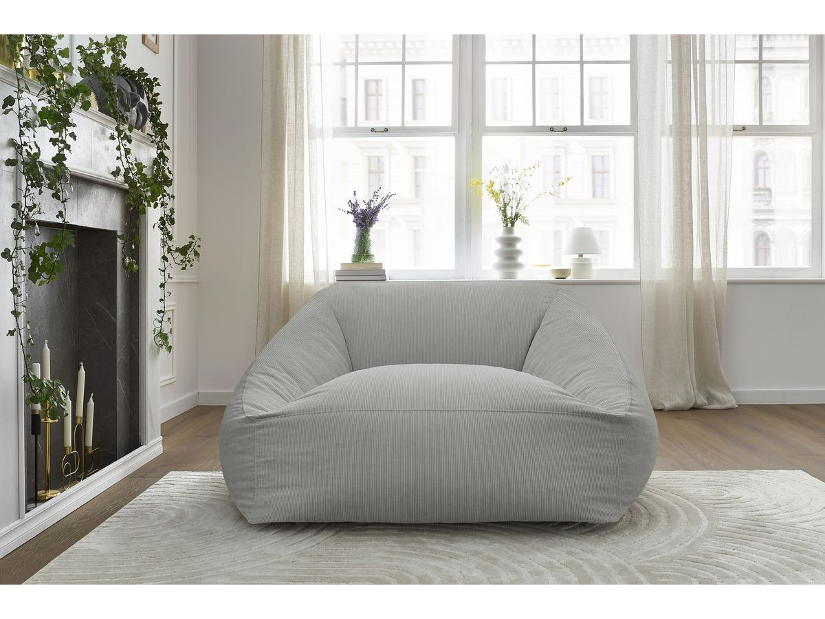 Pouf ultra moelleux LILIBET velours côtelé gris clair — vue 5