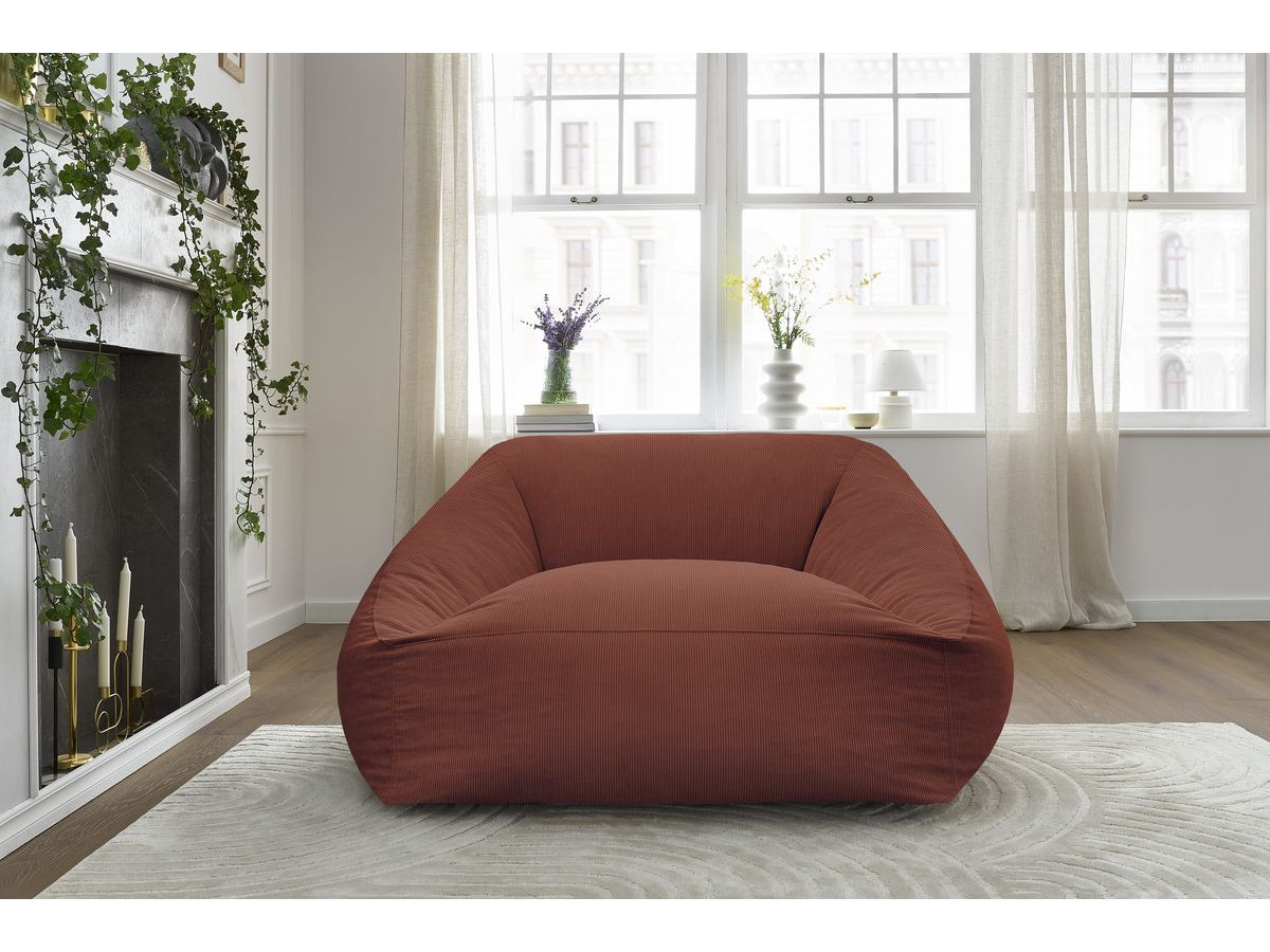 Pouf ultra moelleux LILIBET velours côtelé orange — vue 5