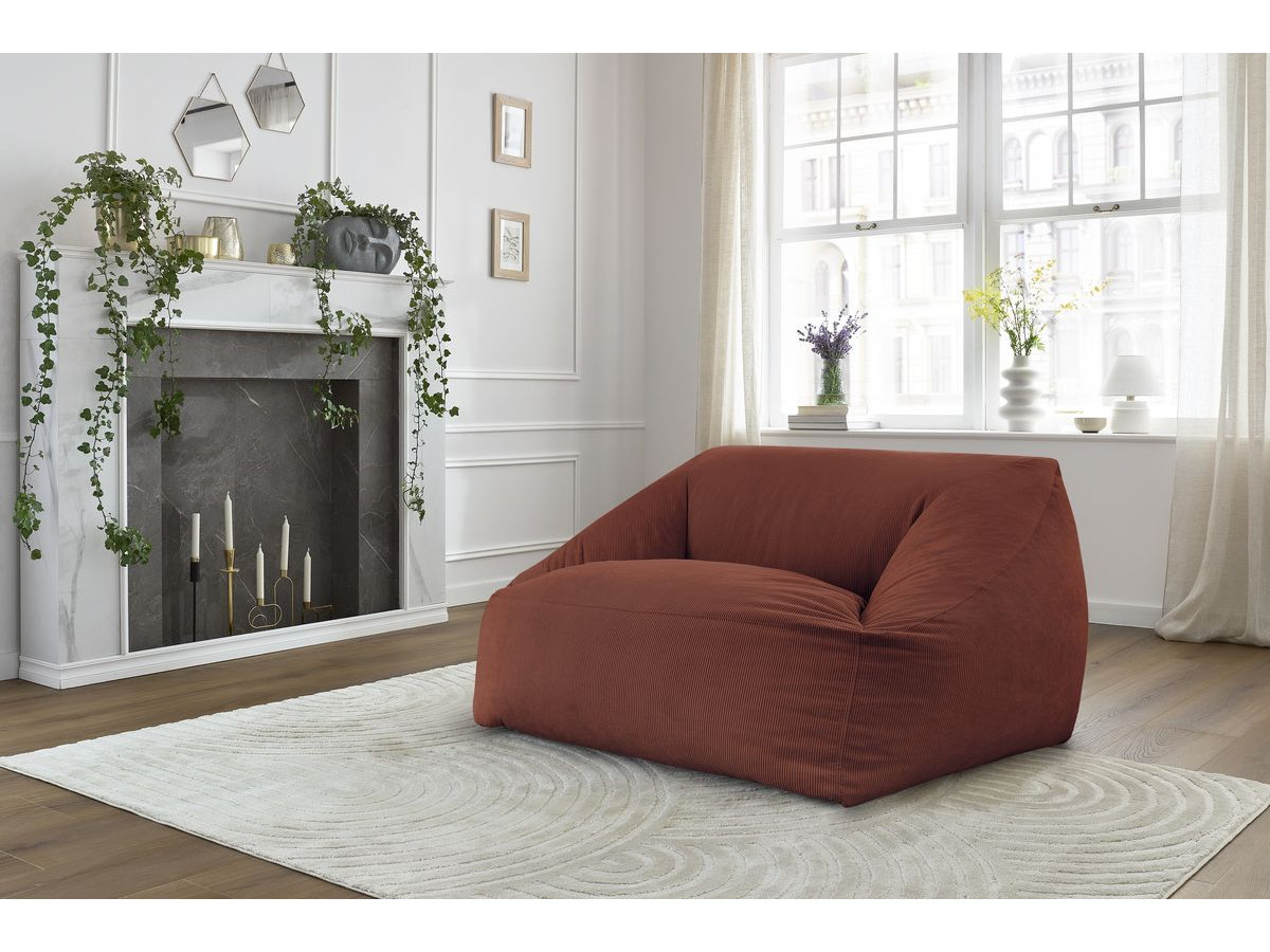 Pouf ultra moelleux LILIBET velours côtelé orange — vue 4