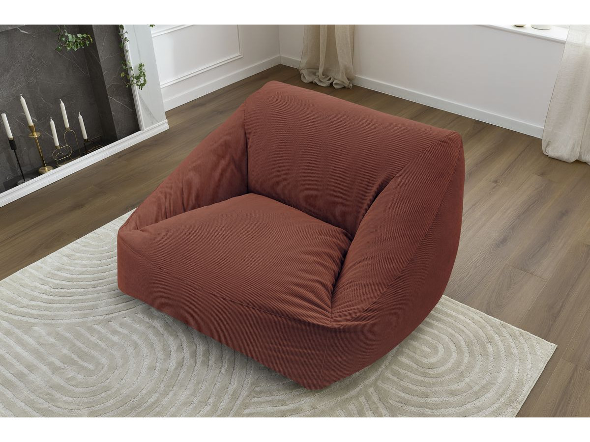 Pouf ultra moelleux LILIBET velours côtelé orange — vue 6