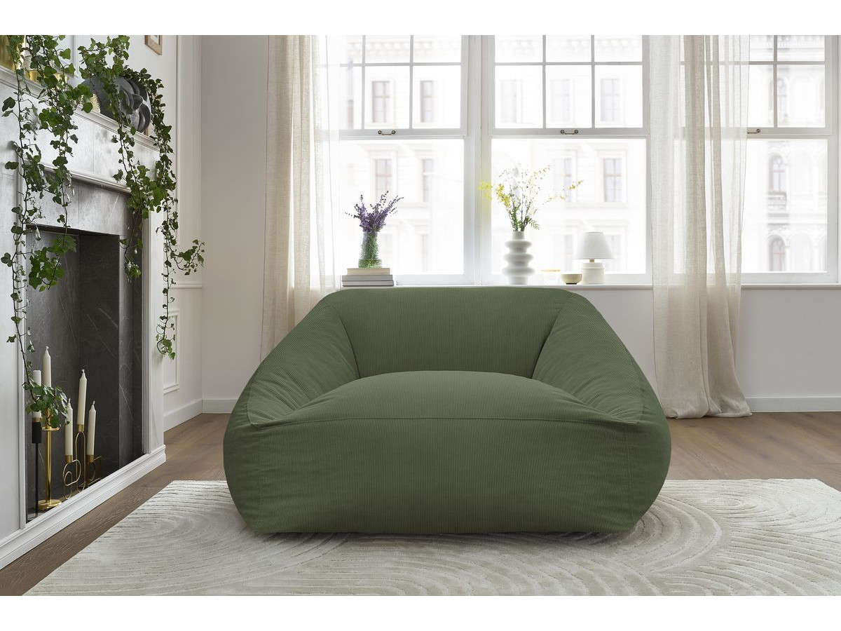 Pouf ultra moelleux LILIBET velours côtelé vert — vue 5