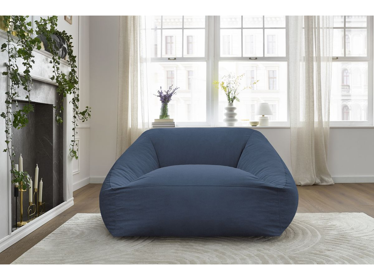 Pouf ultra moelleux LILIBET velours côtelé bleu foncé — vue 5