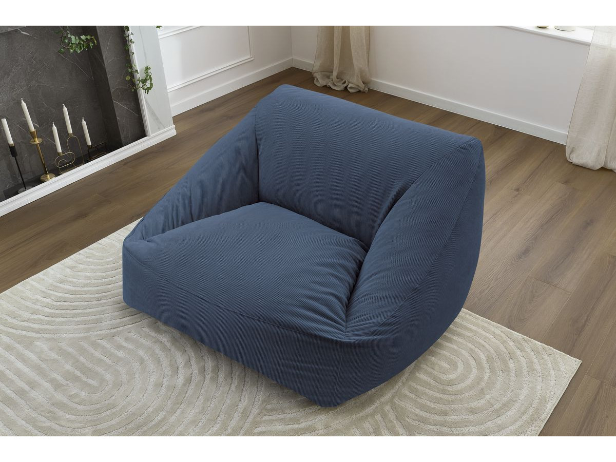 Pouf ultra moelleux LILIBET velours côtelé bleu foncé — vue 6