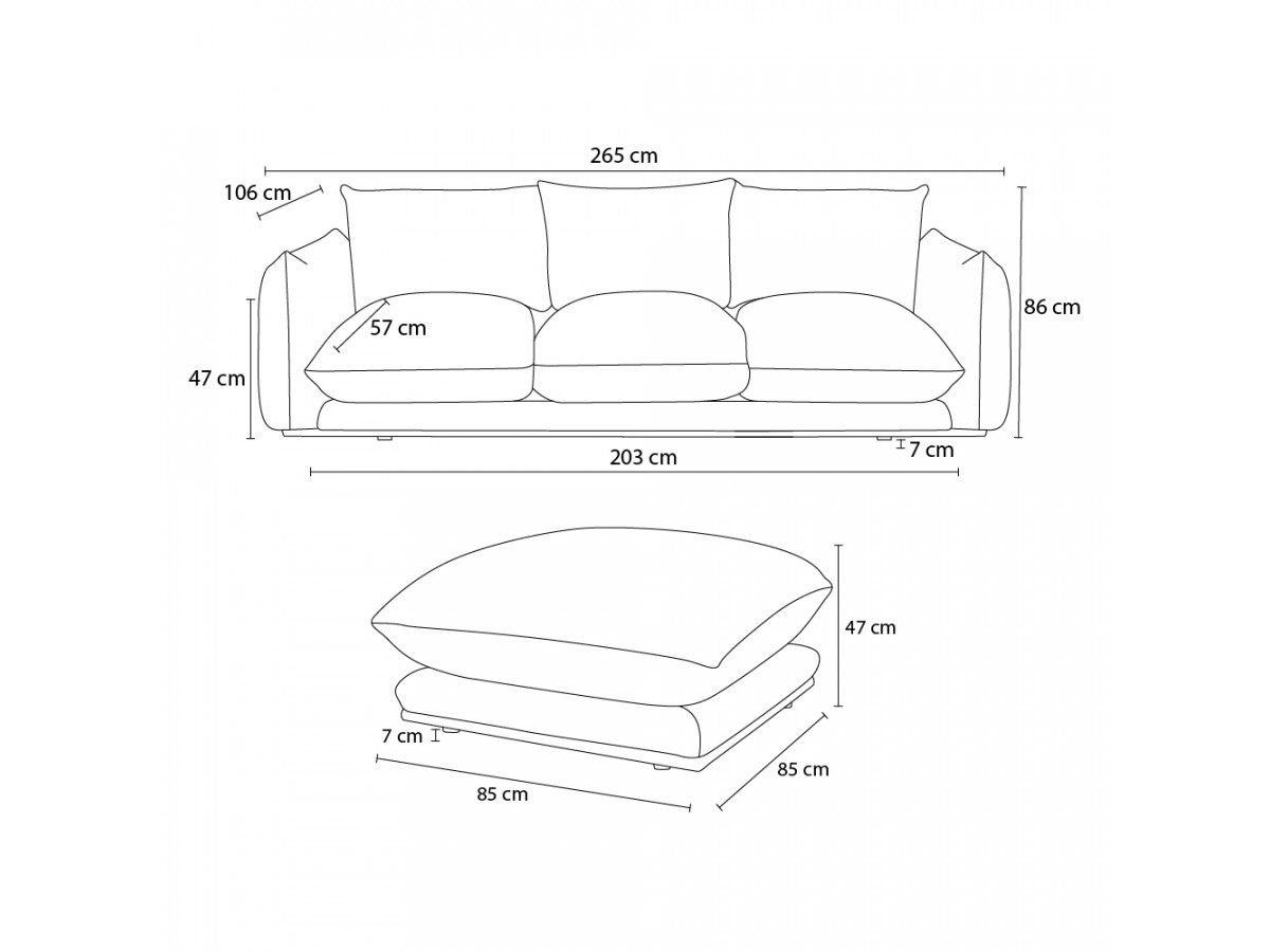 Canapé d'angle fixe EVEREST tissu chiné - Orange - Angle droit - 10 coussins