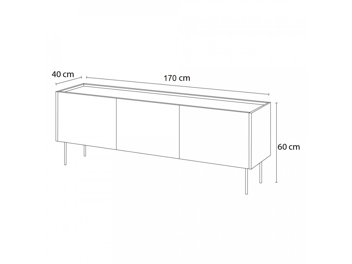 ATLAS 170 cm 3-deurs tv-meubel