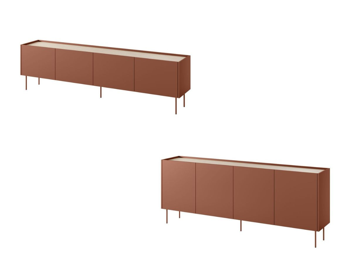 Ensemble ATLAS avec buffet 220 cm + meuble TV 220 cm rouge