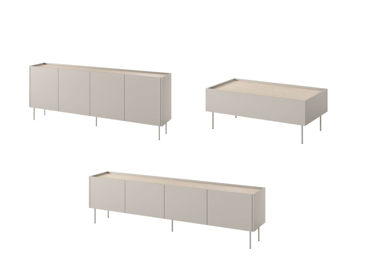 atlas set met 220 cm dressoir + 220 cm tv-meubel + 120 cm salontafel gekleurd beige