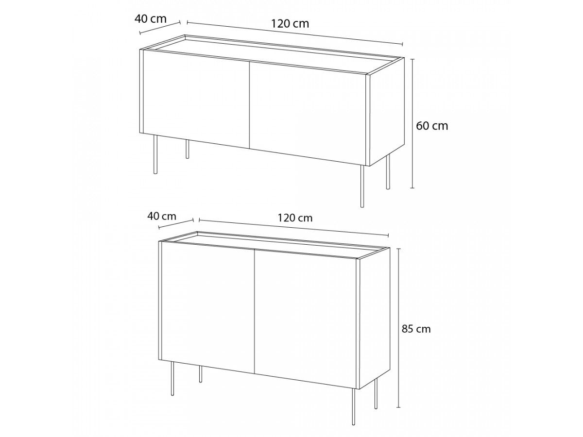 ATLAS set met 120 cm dressoir + 120 cm tv-meubel