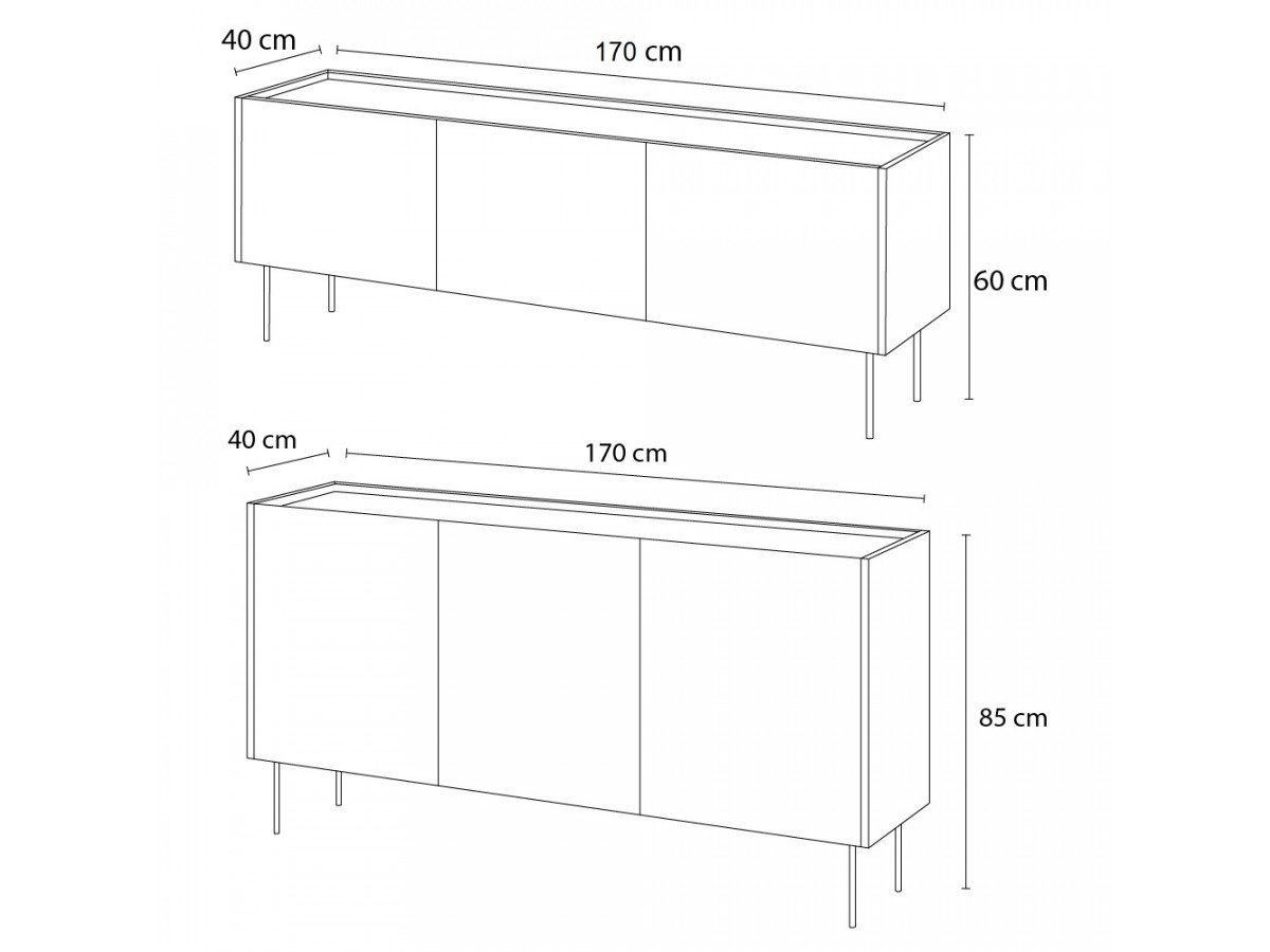 ATLAS set met 170 cm dressoir + 170 cm tv-meubel