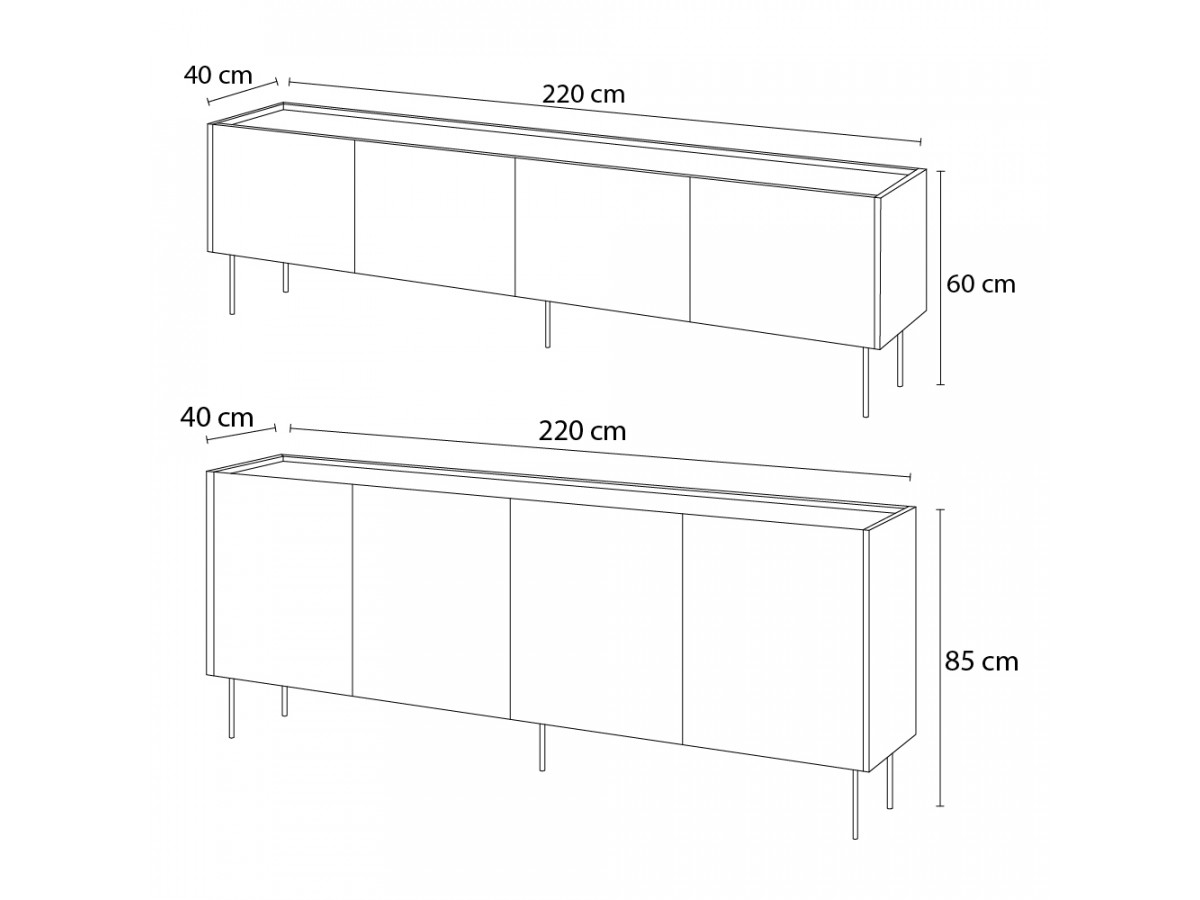 ATLAS set met 220 cm dressoir + 220 cm tv-meubel