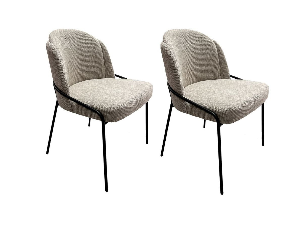 set van 2 maya stoelen in structuurstof gekleurd beige