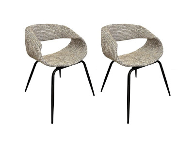 Lot de chaises ISABELLE tissu texturé pieds noirs