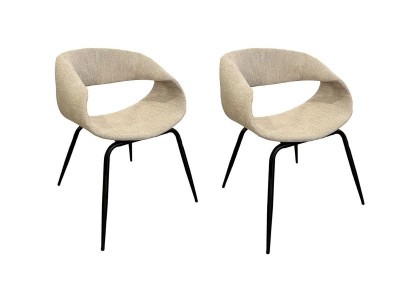 Lot de chaises ISABELLE tissu texturé pieds noirs