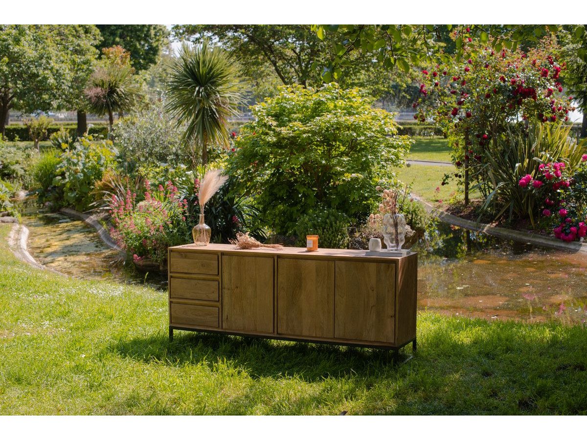 BERGERAC 3-deurs dressoir 190 cm Massief mangohout