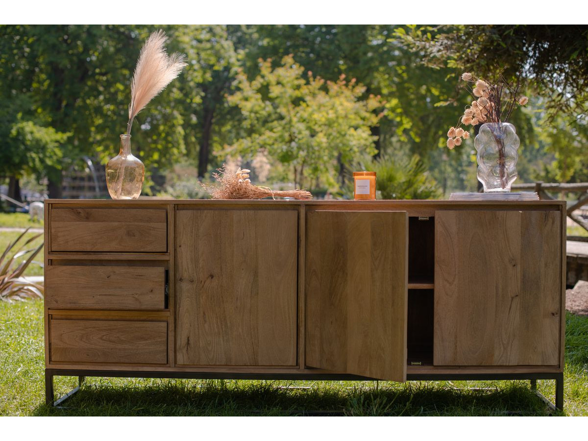 BERGERAC 3-deurs dressoir 190 cm Massief mangohout