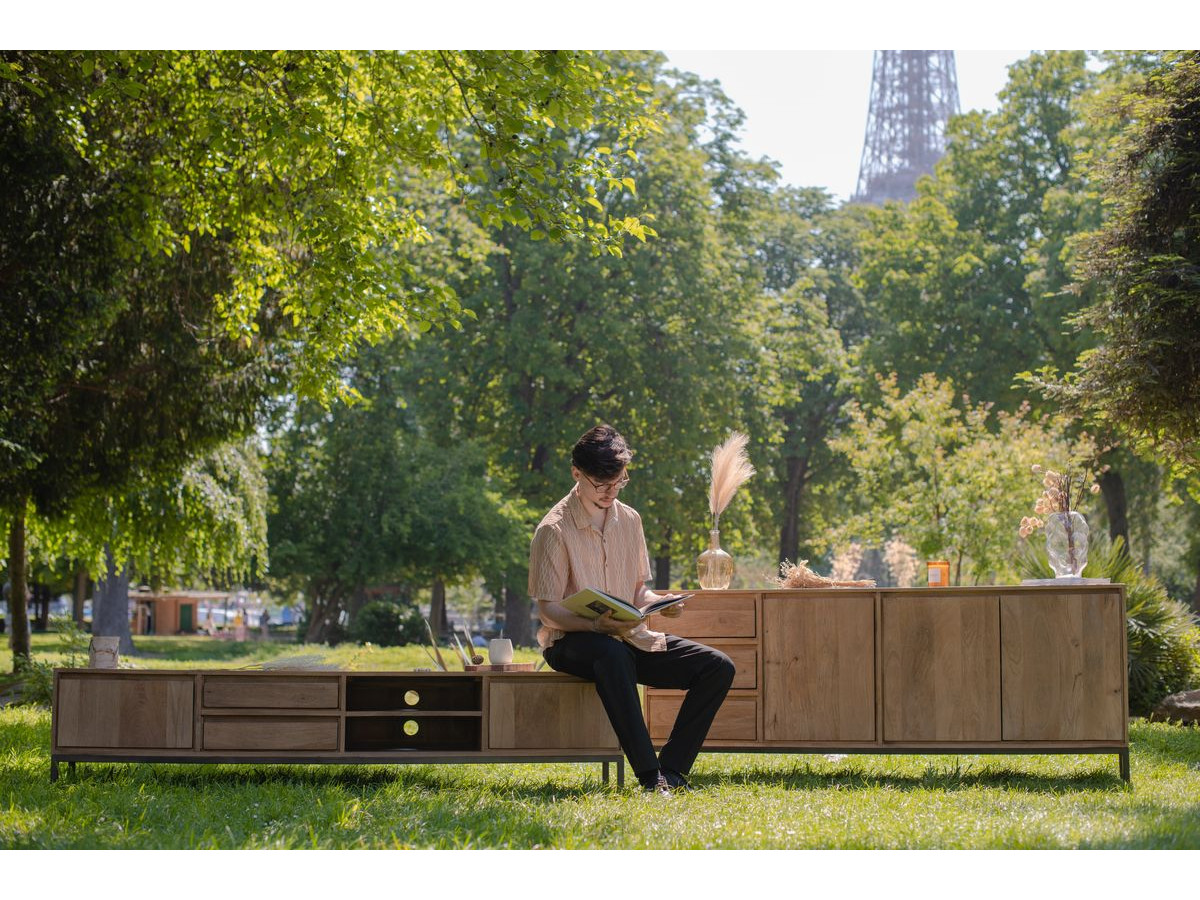 Ensemble BERGERAC avec buffet 190 cm + meuble TV 200 cm bois massif de manguier — vue 6