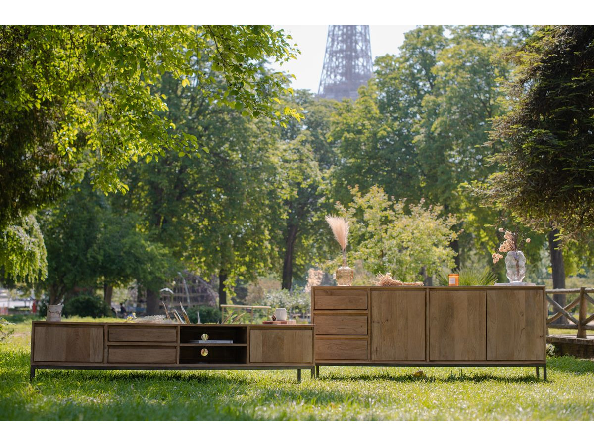 BERGERAC set met 190 cm dressoir + 200 cm tv-meubel in massief mangohout