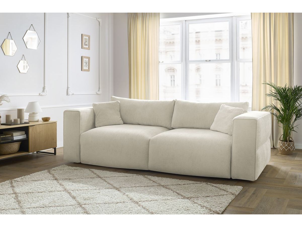 Canapé droit convertible coffre EZECHIEL lisse beige — vue 5