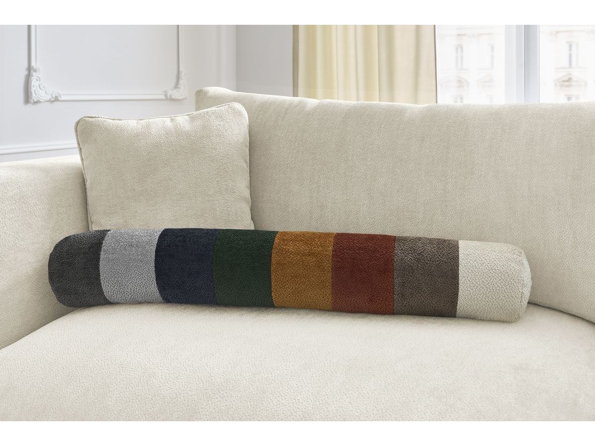Canapé d'angle fixe EVEREST tissu chiné - Orange - Angle droit - 10 coussins