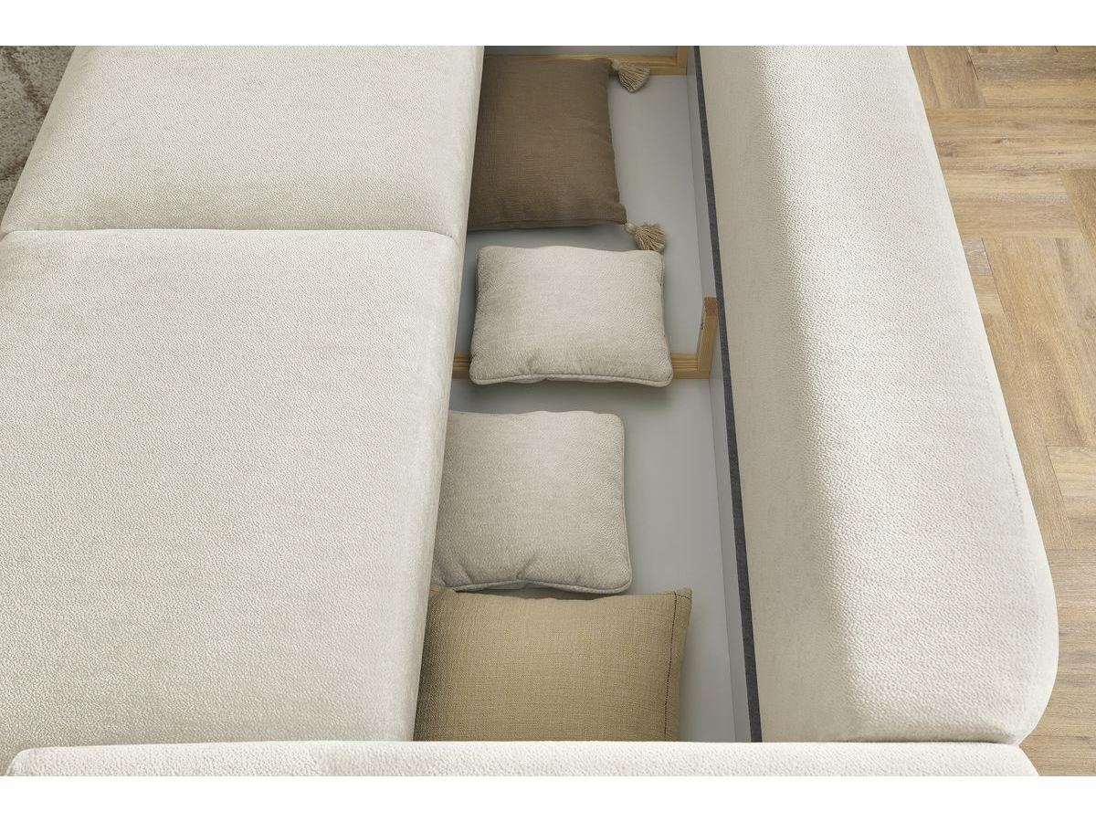 Canapé d'angle fixe EVEREST tissu chiné - Orange - Angle droit - 10 coussins