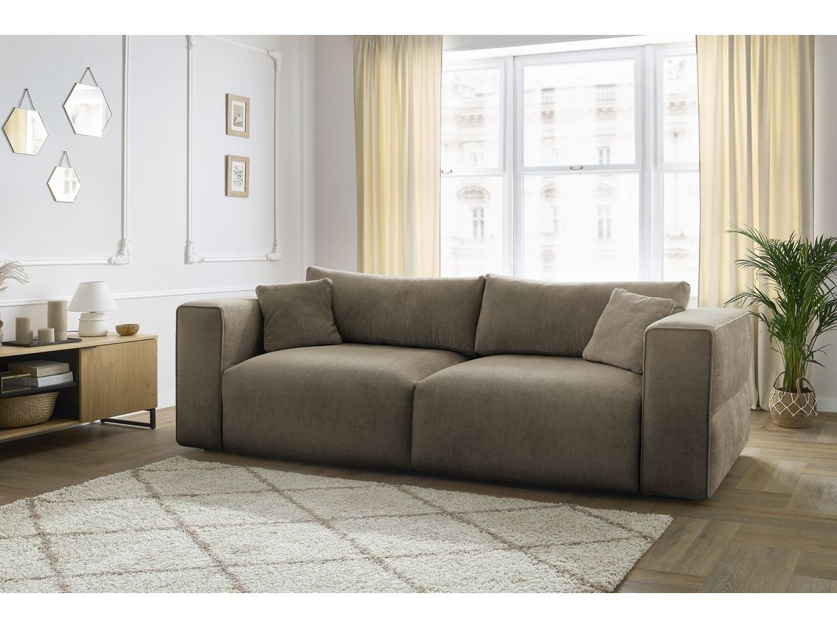 Canapé droit convertible coffre EZECHIEL lisse taupe — vue 5