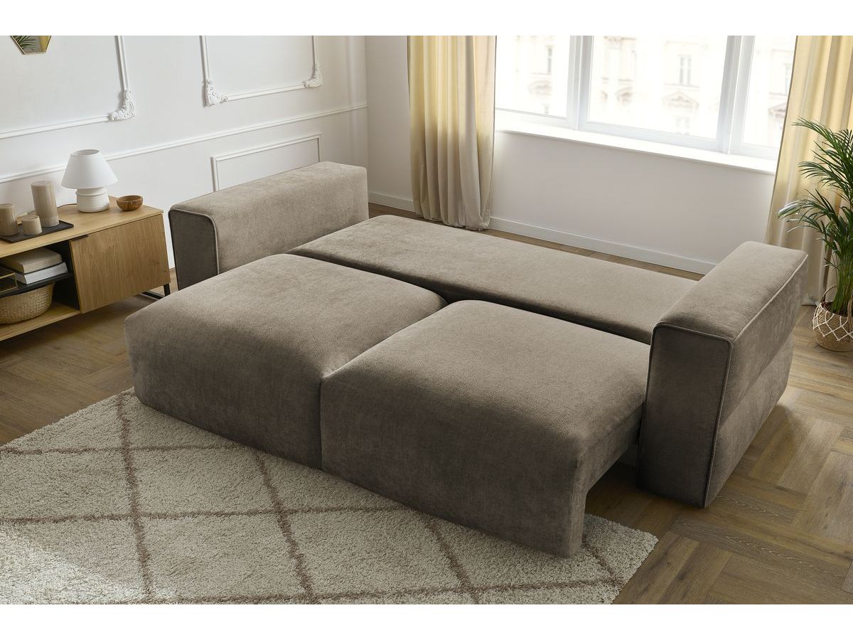 Canapé d'angle fixe EVEREST tissu chiné - Orange - Angle droit - 10 coussins